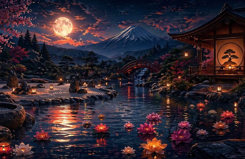 Moonlit zen garden- Temple Foot Sanctuary