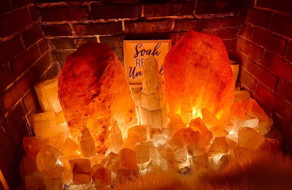 Red orange glow of sale crystals