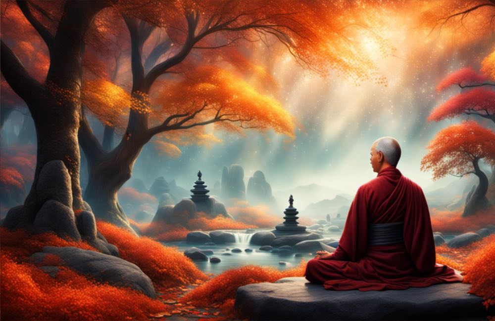 a colorful, zen-filled scene