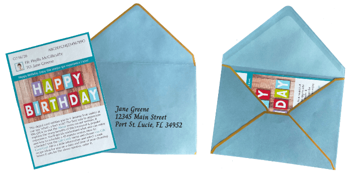 Premium foot soak gift card envelope preview
