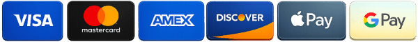 Accepted payment methods: Visa, Mastercard, American Express, Discover, Apple Pay and Google Pay