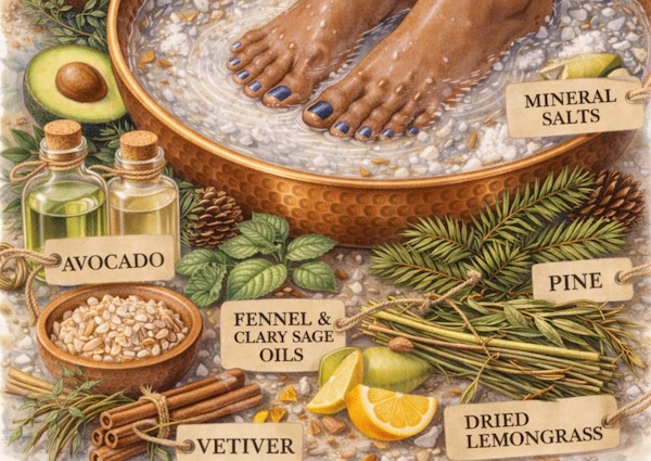 The Enchanted Forest foot soak is earthy and grounding. It is velvety smooth- perfect for reconnecting with nature